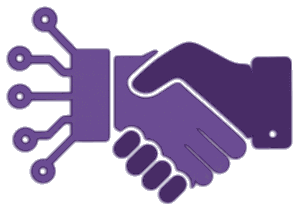 Hand Shake Solutions logo, a circuit hand shaking a human hand